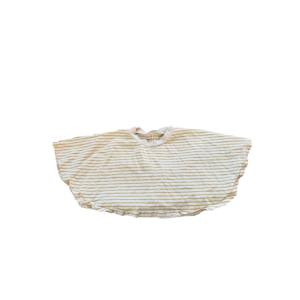 ZARA Women Striped Crop Sleeve Top Yellow White Size S